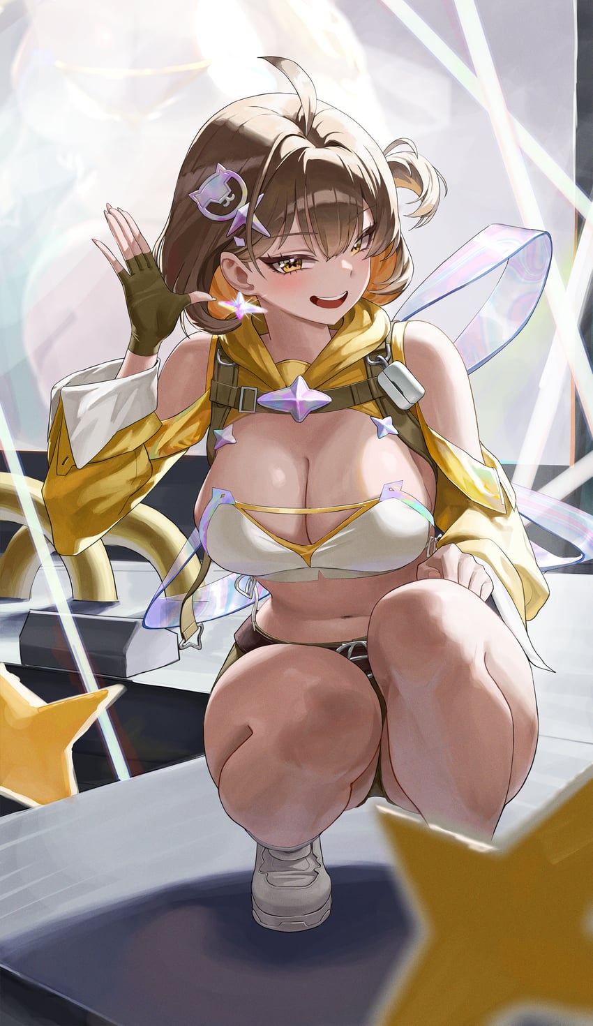胜利女神：妮姬、阿尼斯(妮姬)、阿尼斯 (明星) (胜利女神：妮姬) 1名女孩 呆毛 乳房 棕眼睛 棕发