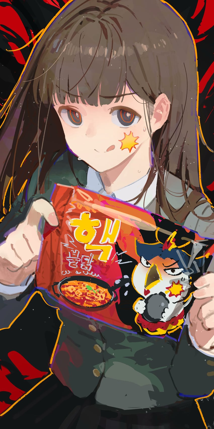 原创 1名女孩 黑瞳 黑发 黑色裙子 齐刘海