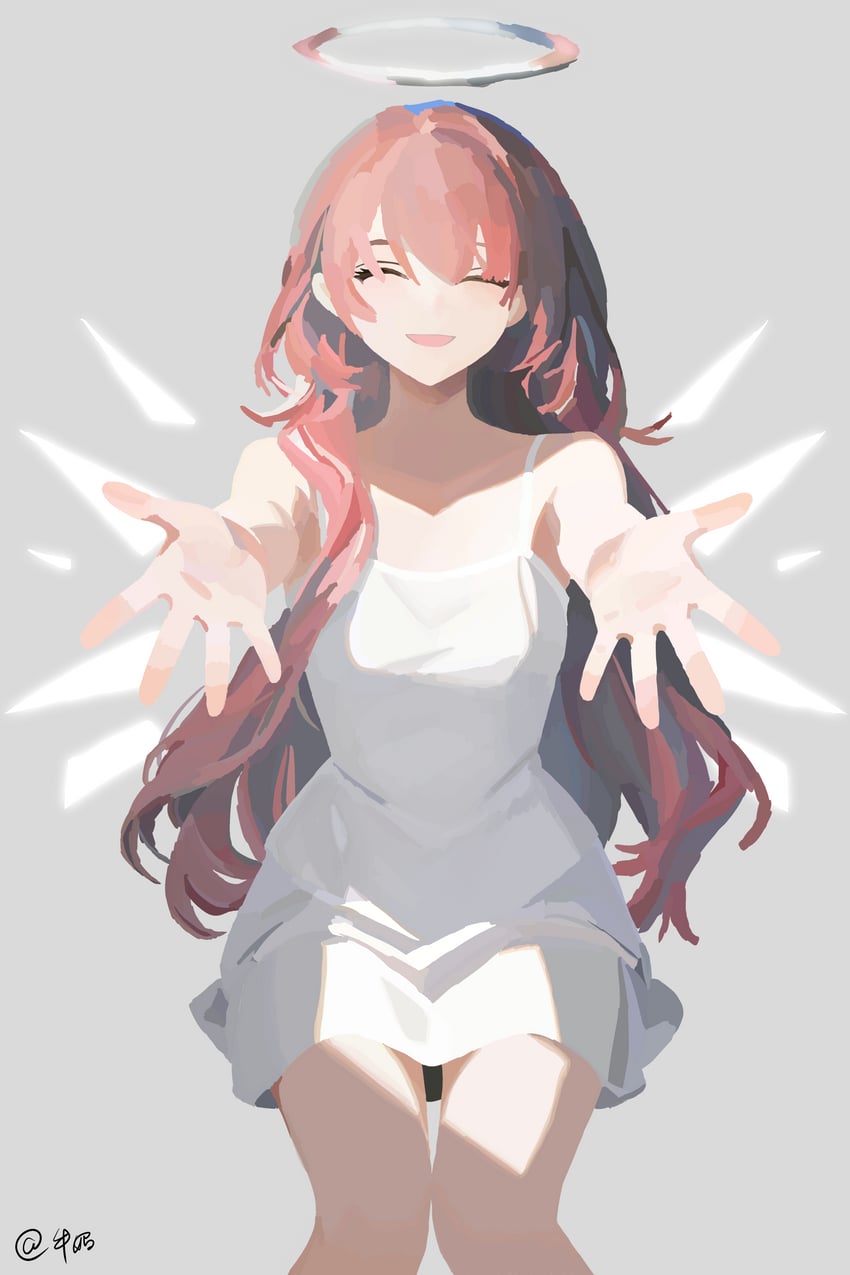 明日方舟、蕾缪安 (明日方舟) 1名女孩 :D 微笑 露肩 闭眼