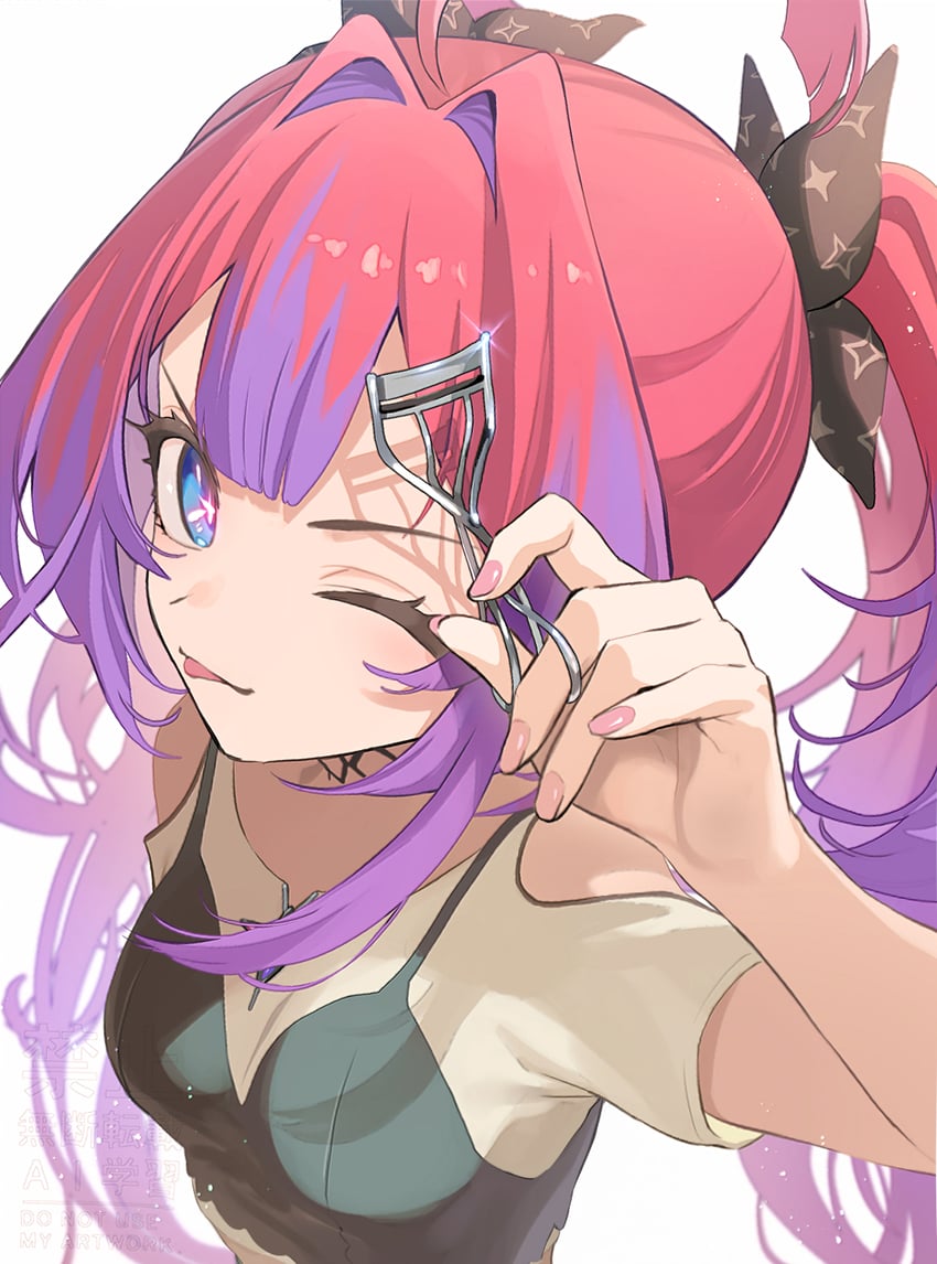 Hololive、hololive DEV_IS、Kikirara Vivi 1名女孩 :p 吐舌头 呆毛 举手