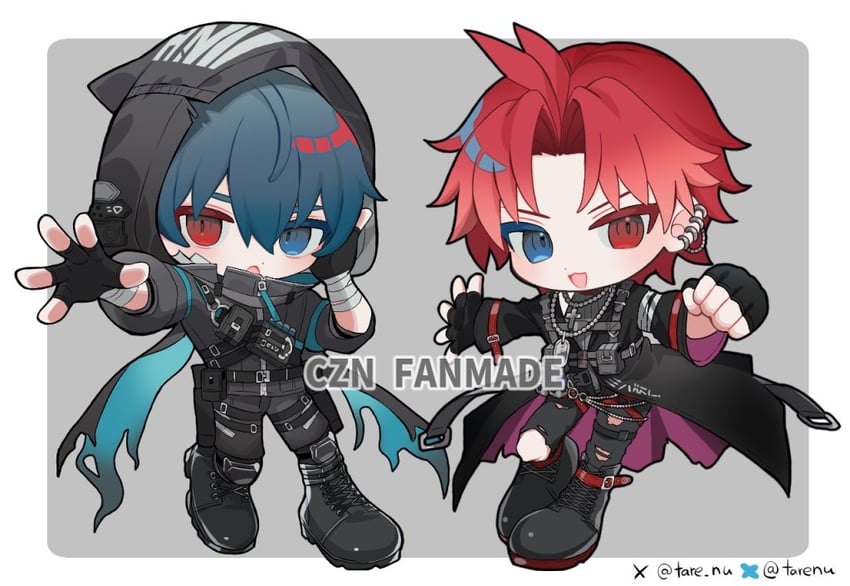 混沌零式噩梦、卢卡斯 (混沌零之梦魇)、卢克 (Chaos Zero Nightmare) 2个男孩 作者名 包扎的手臂 绷带 黑色手套