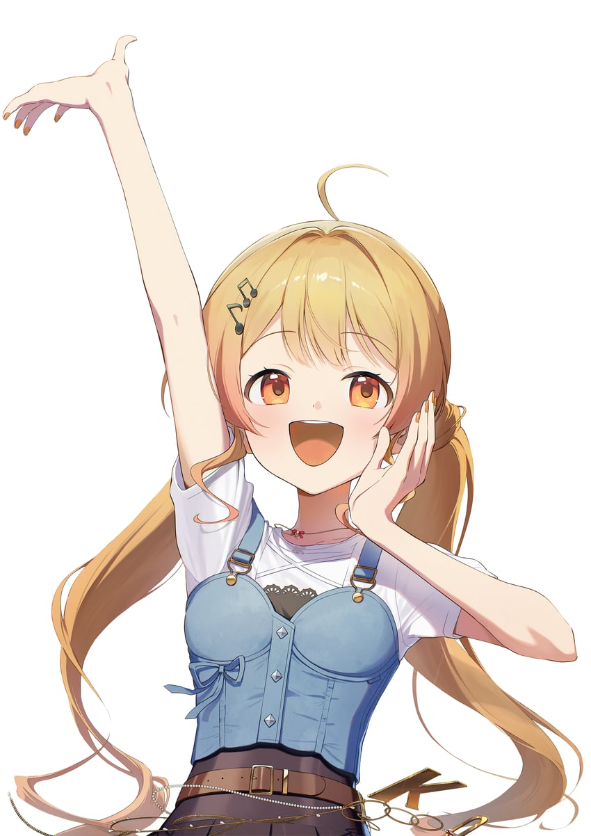 Hololive、hololive DEV_IS、音乃濑奏 1名女孩 :D 呆毛 举手 连杠八分音符