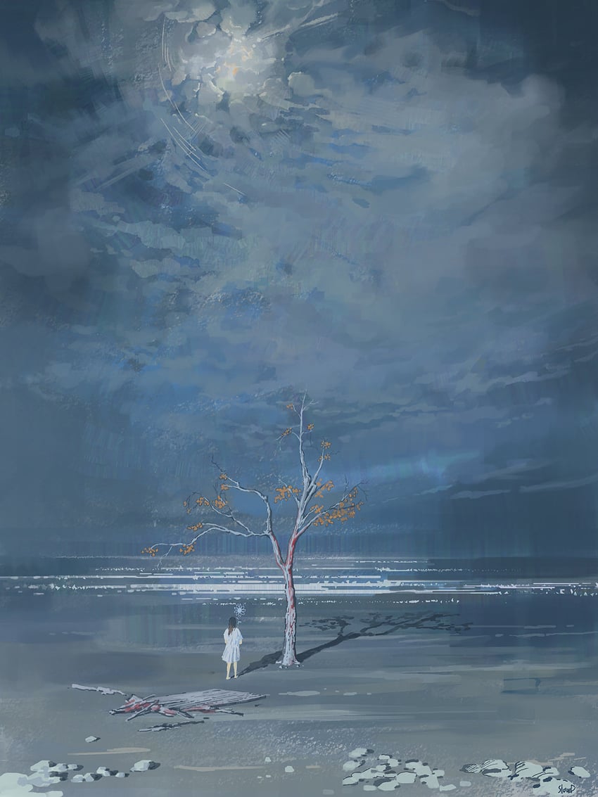 原创 1名女孩 作者名 赤脚 黑发 蓝天