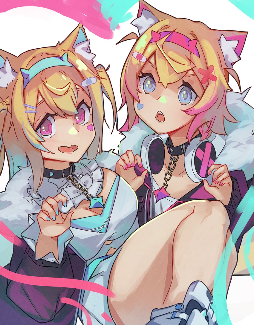 Hololive、Hololive英语、芙华瓦·阿比斯嘉德 2名女孩 动物项圈 兽耳 创可贴 创可贴发饰