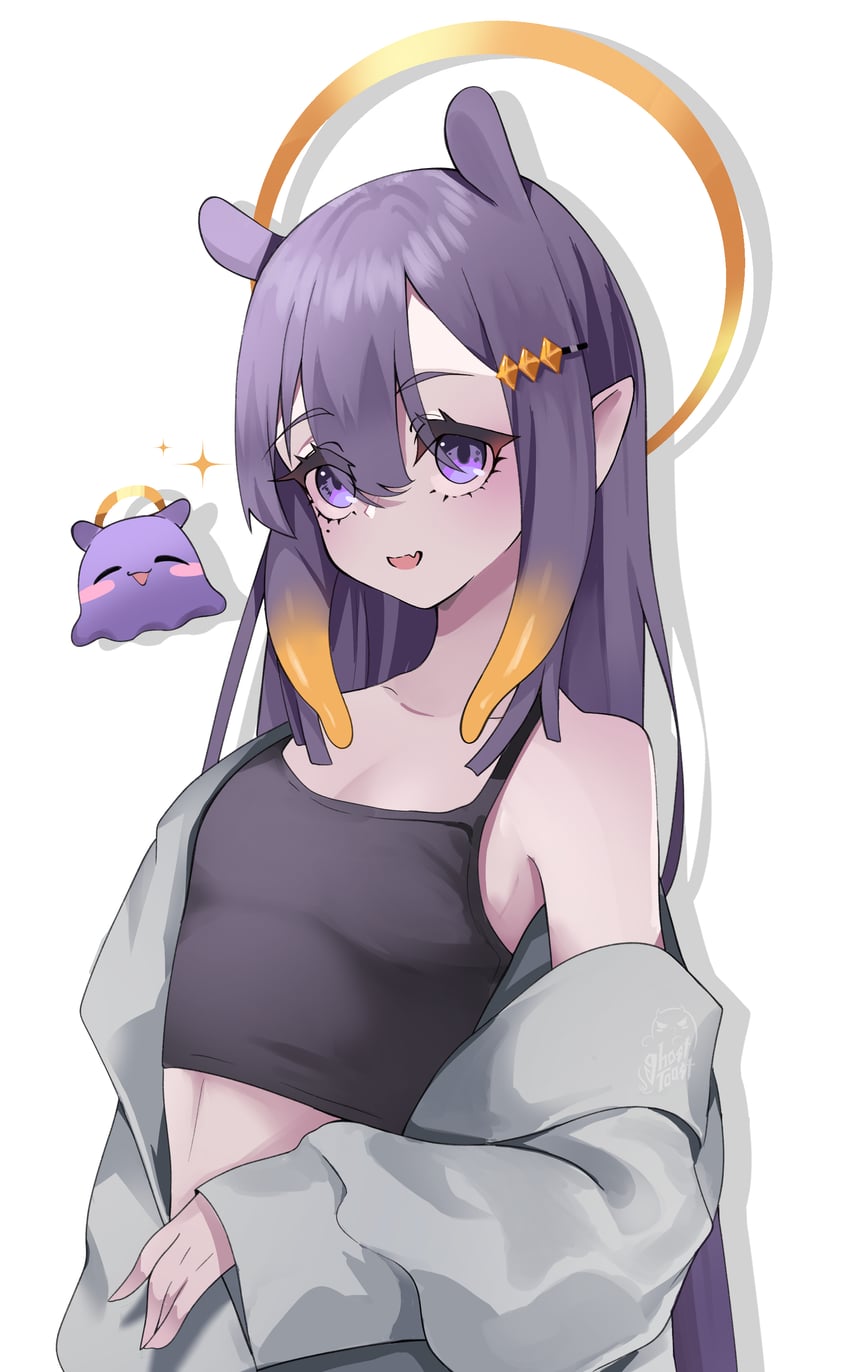 Hololive、Hololive英语、一伊那尔栖 1名女孩 :D 黑吊带背心 乳房 吊带背心