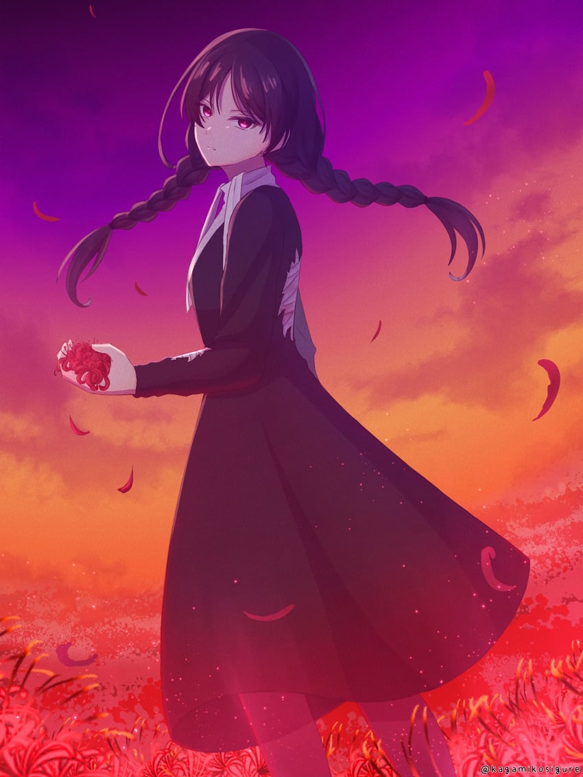 Fate/strange Fake、Fate系列、无名暗杀者 (Fate) 1名女孩 绷带 黑色连衣裙 黑发 辫子
