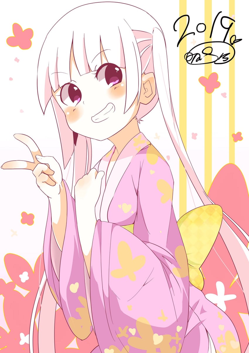 二次元插画 1名女孩 2019年 动物花纹 赛璐珞上色 后背蝴蝶结