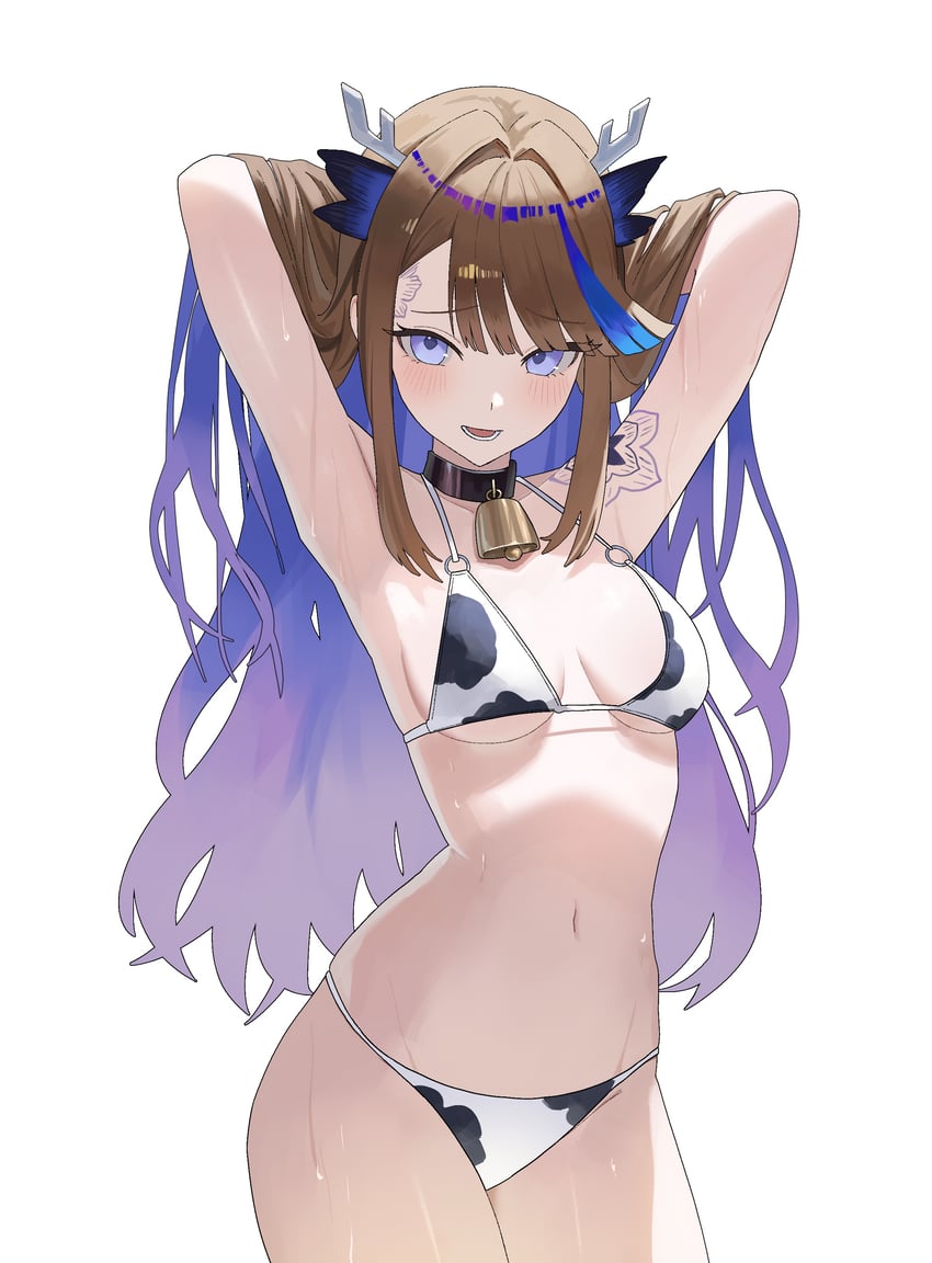 Stellive、神奈爱理 1名女孩 动物花纹 腋下 双手抱头 举起双手