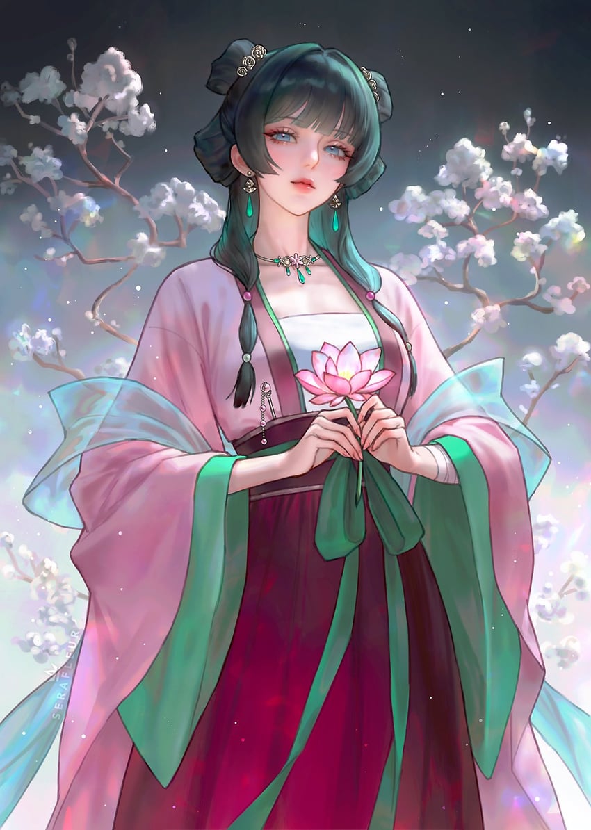 药屋少女的呢喃、猫猫 (药屋少女的呢喃) 1名女孩 包扎的手臂 绷带 蓝眼 中国风服饰