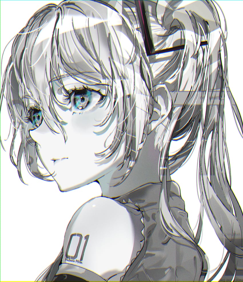 VOCALOID、初音未来 1名女孩 露肩 闭嘴 露肩 露肩袖