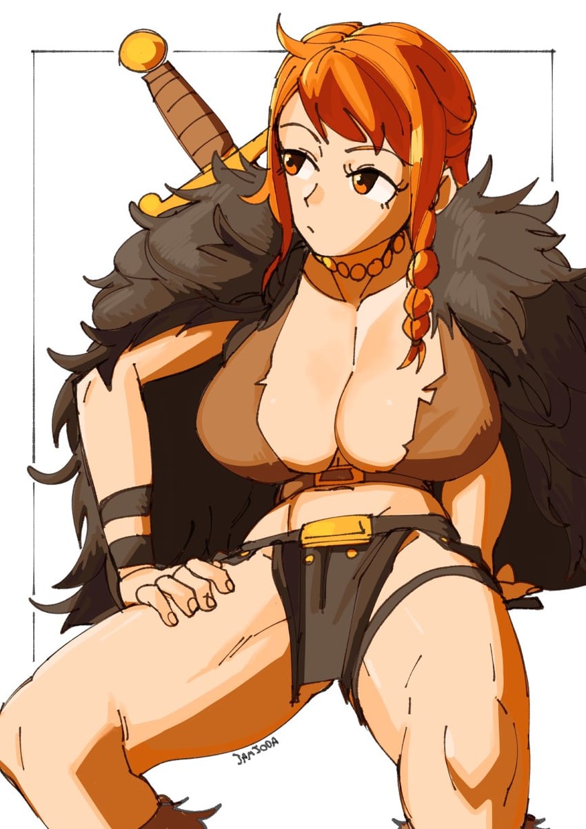 海贼王、娜美 (海贼王) 1名女孩 异色 乳房 小披肩 乳沟