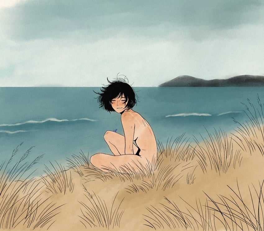 原创 1名女孩 微笑 腿间 黑发 闭眼