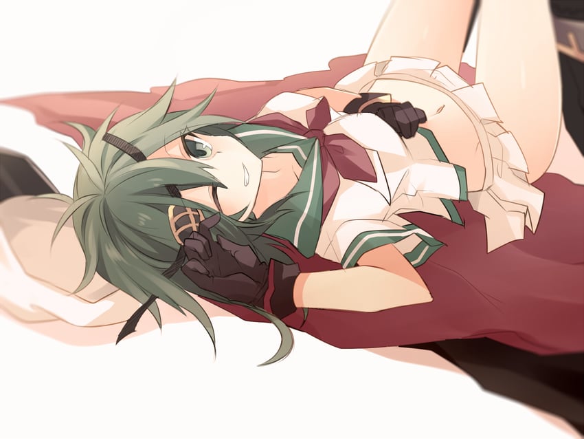 舰队Collection、木曾 (舰娘) 1名女孩 黑色手套 乳房 眼罩 拉眼罩