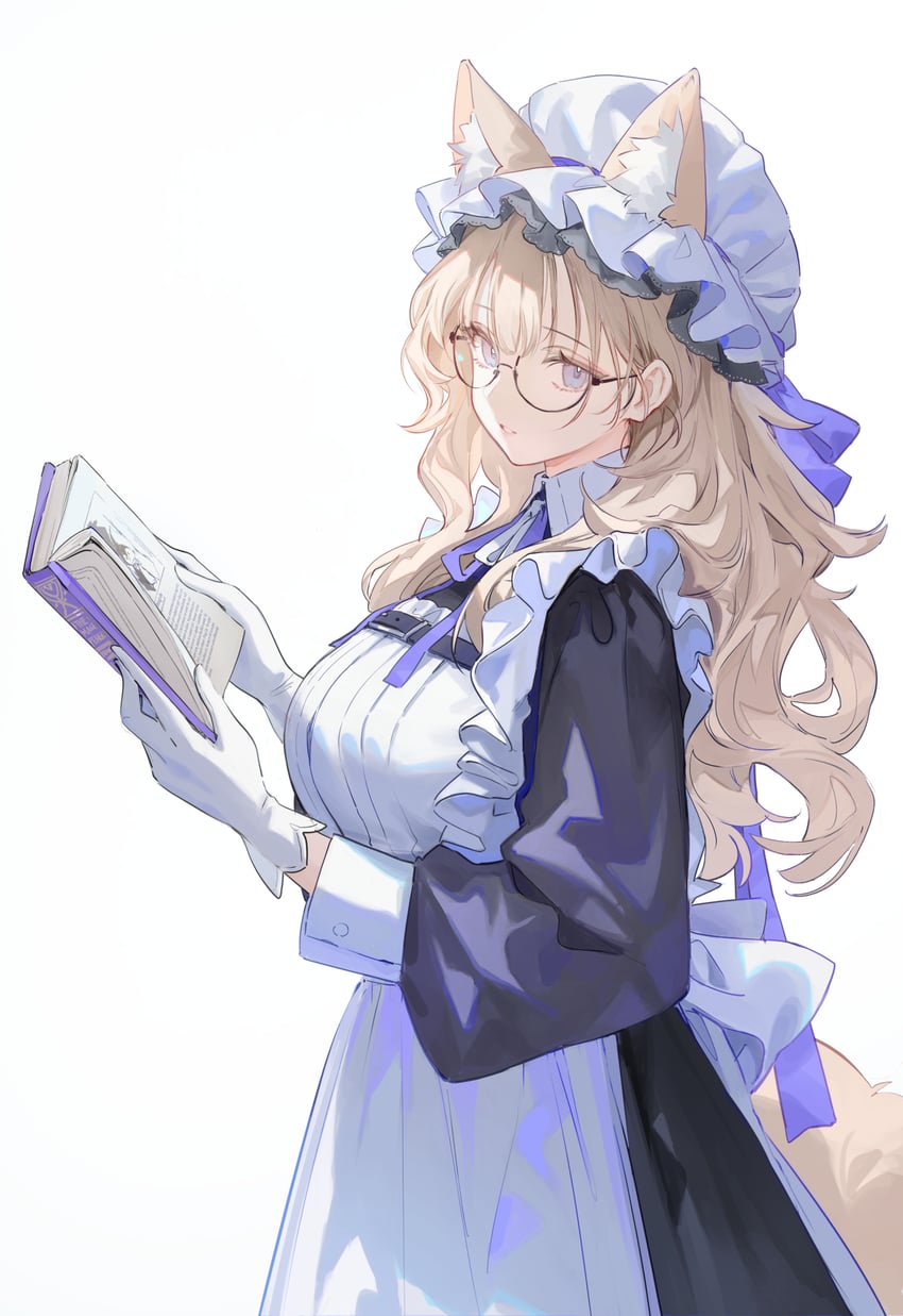 原创、cerys (nekojira) 1名女孩 兽耳毛 兽耳 围裙 金发