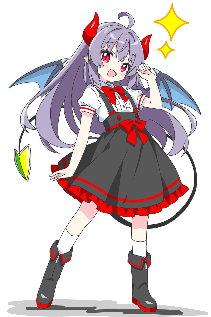 原创、初心者恶魔少女 (Kotatsu-Mazoku) 1名女孩 :D 呆毛 黑色靴子 黑色裙子