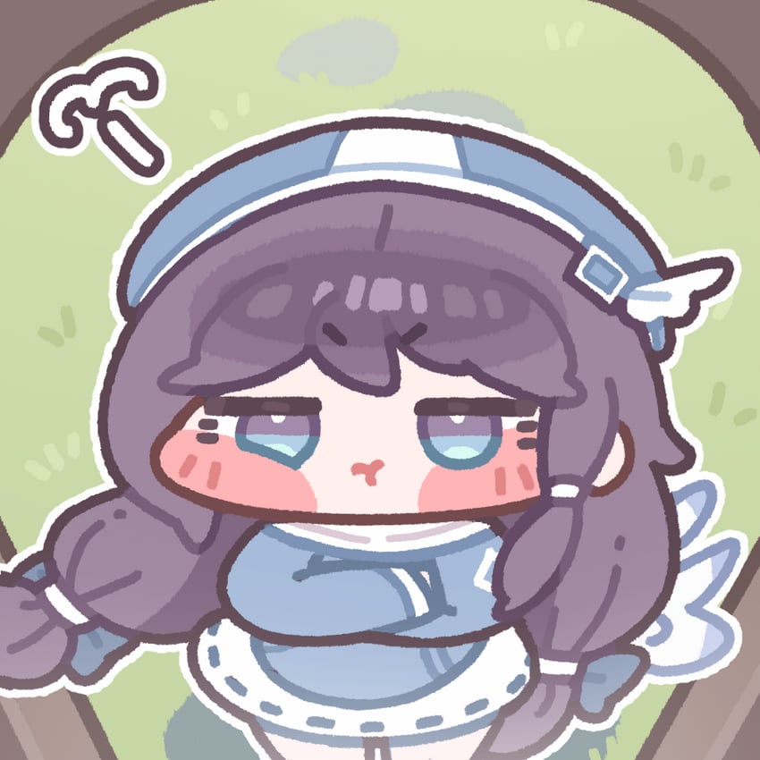 提卡尔、玛约 (Trickcal) 1名女孩 :t 黑发 蓝色蝴蝶结 蓝色连衣裙