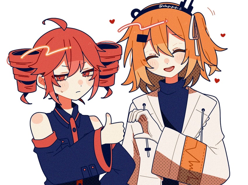 UTAU、足立怜、重音Teto 2名女孩 :D 微笑 呆毛 露肩