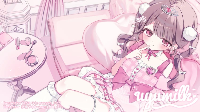 原创 1名女孩 脸红 棕发 闭嘴 点状鼻