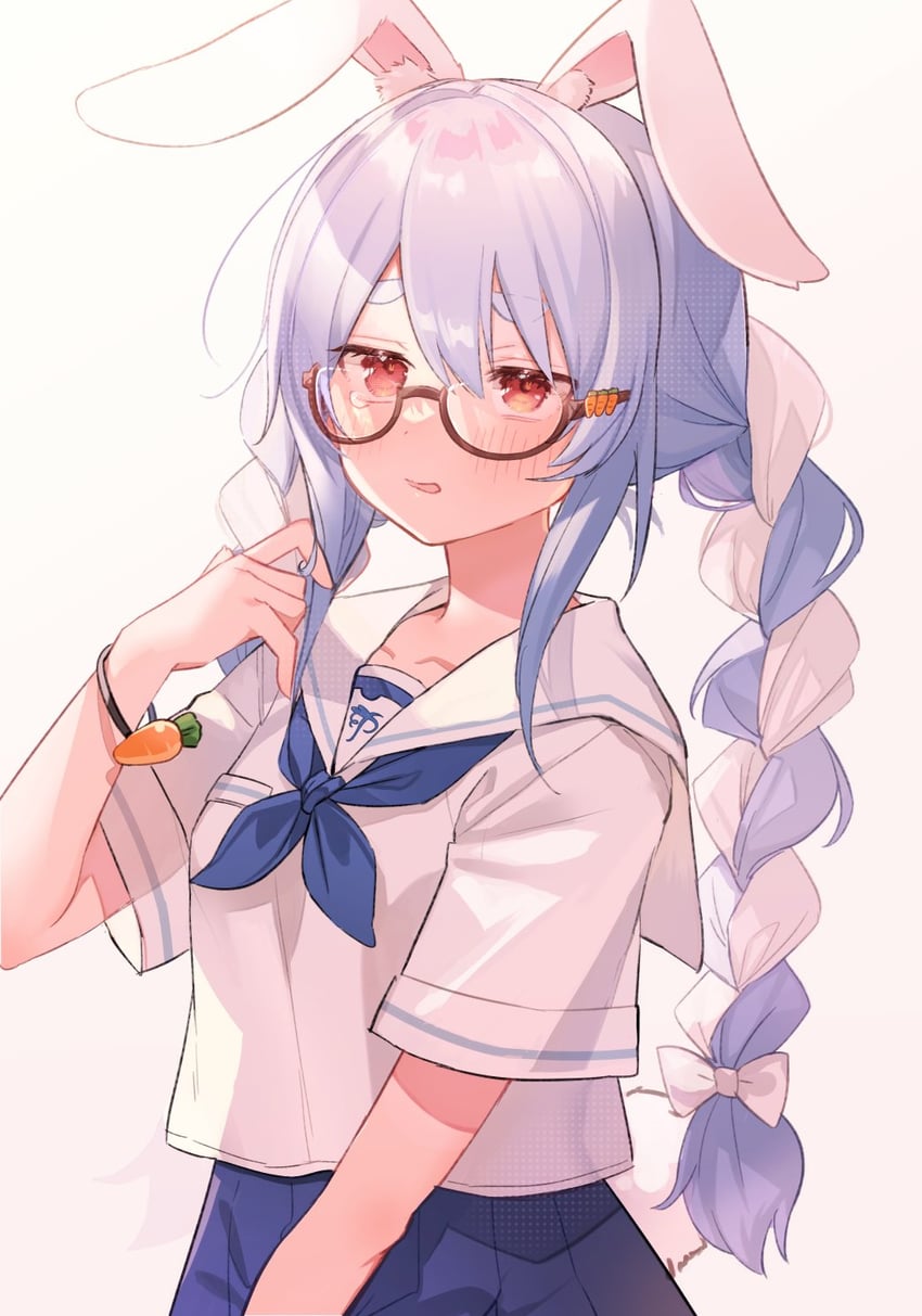 Hololive、兔田佩克拉 1名女孩 替换服装 兽耳毛 兽耳 戴眼镜的