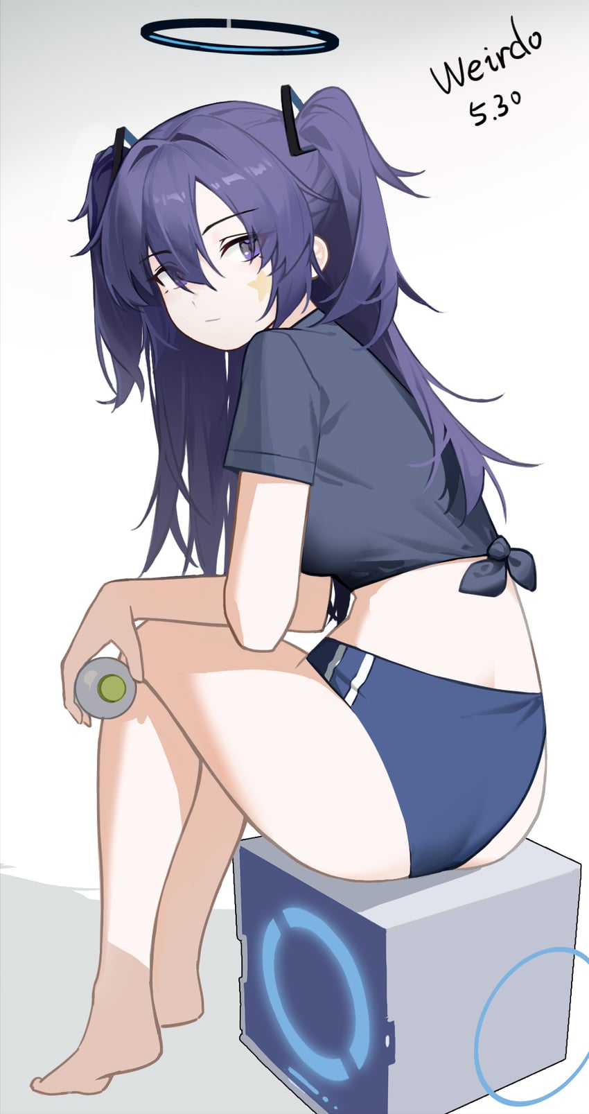 蔚蓝档案、早濑优香、优香 (体操服) (碧蓝档案) 1名女孩 作者名 屁股 黑衬衫 蓝色布鲁玛