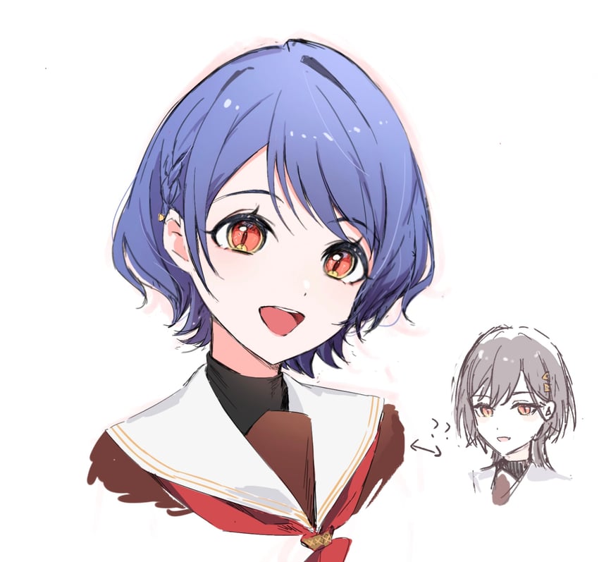 Love Live!、Love Live! 莲之空女学院学园偶像部、葛城泉 2名女孩 :D 箭头（符号） 黑衬衫 蓝发