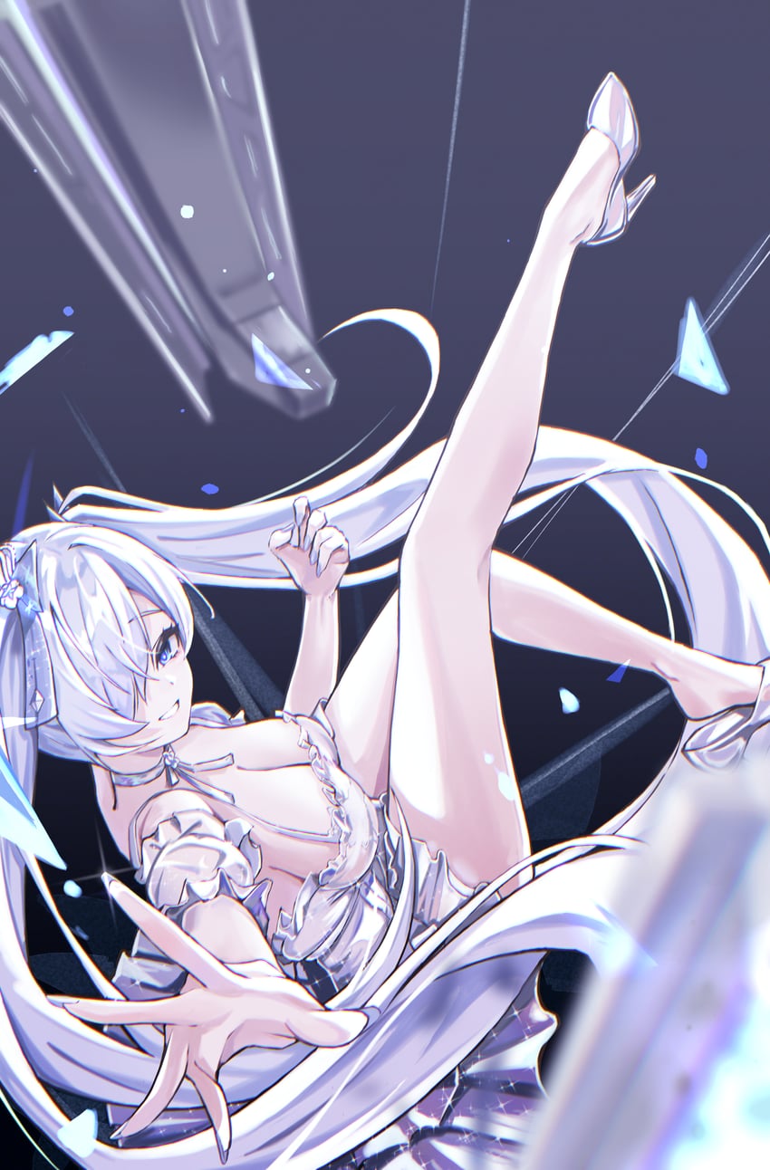 胜利女神：妮姬、灰姑娘 (玻璃公主) (胜利女神：妮姬)、灰姑娘 (妮姬) 1名女孩 臂环 臂章 露肩 蓝眼