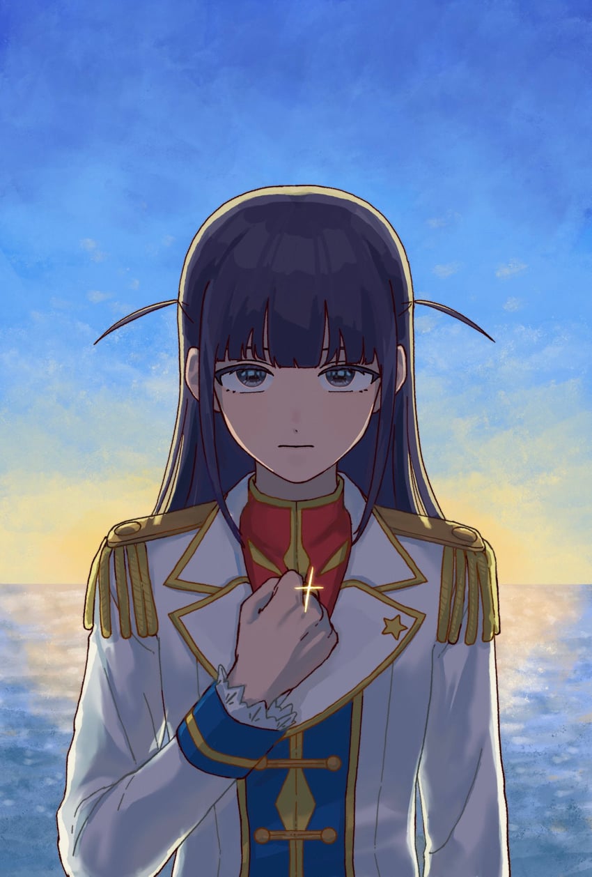 少女☆歌剧 Revue Starlight、露崎真昼 1名女孩 手臂放在侧边 逆光 黑瞳 黑发