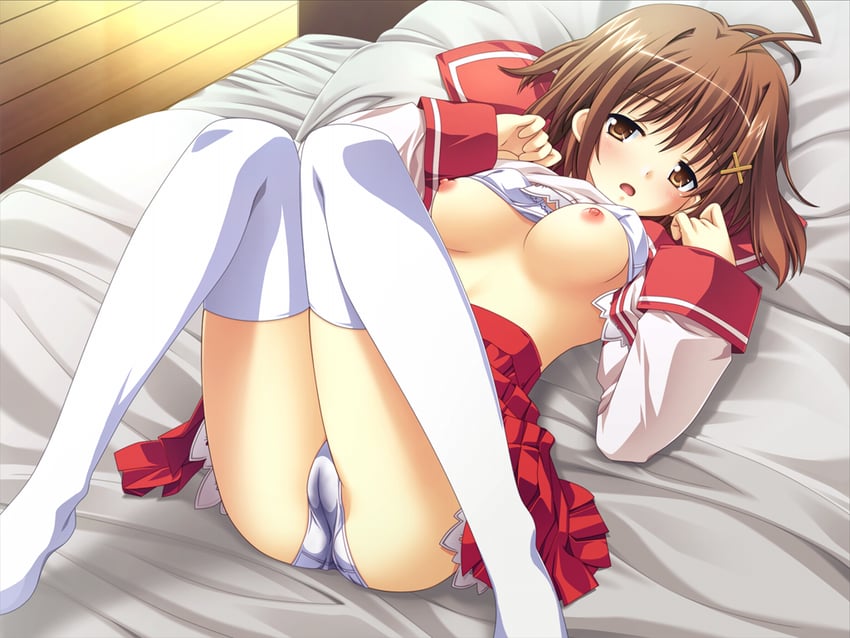 Circus (工作室)、RPG学园、日下部日向 1名女孩 呆毛 床 脸红 胸罩