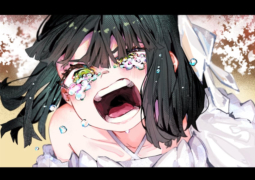 在光芒中花朵盛开、Love Live!、Love Live! 莲之空女学院学园偶像部 1名女孩 露肩 黑发 波波头 正典事件