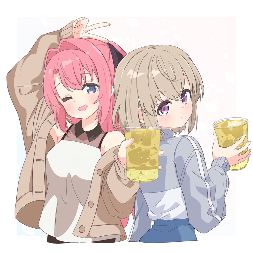 神稻牡丹：醉态如百合之花、上伊那牡丹、砺波伊吹 2名女孩 酒 露肩 黑色丝带 脸红