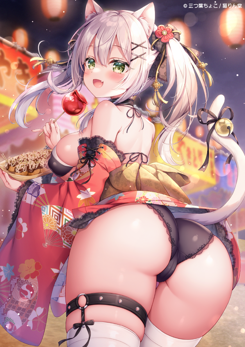 原创 1名女孩 兽耳 屁股 露肩 黑色文胸
