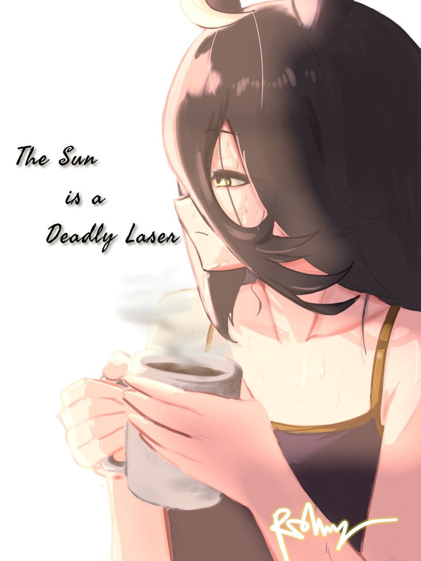history of the entire world i guess、赛马娘、曼城茶座 (赛马娘) 1名女孩 呆毛 兽耳 作者名 黑吊带背心