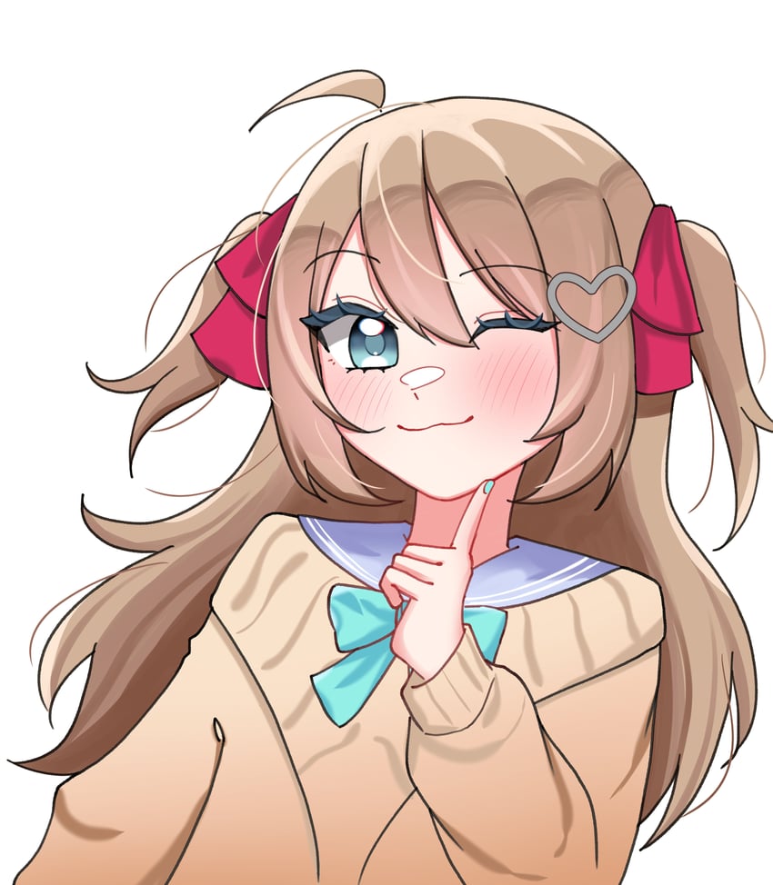 Vedal AI、Neuro-sama、Neuro-sama (第一套服装) 1名女孩 呆毛 水蓝色蝴蝶结 水蓝色蝴蝶结 蓝眼