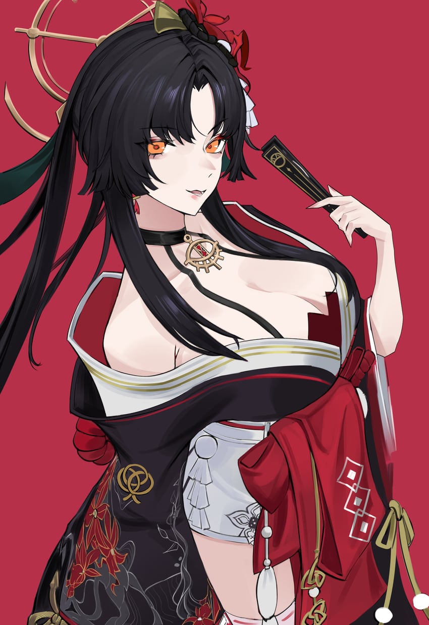 从虚无到永恒、帆鸟 (圣洁之歌) 1名女孩 黑色项圈 黑发 黑色和服 乳房