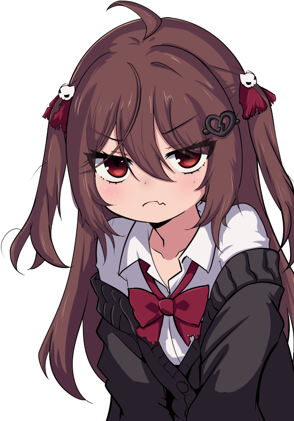 Vedal AI、Evil Neuro-sama、Evil Neuro-sama (第一套服装) 1名女孩 呆毛 黑色针织衫 蝴蝶结 蝶形领结