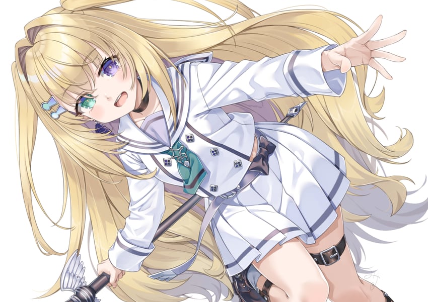 原创 1名女孩 脸红 乳房 绿眼 异色瞳