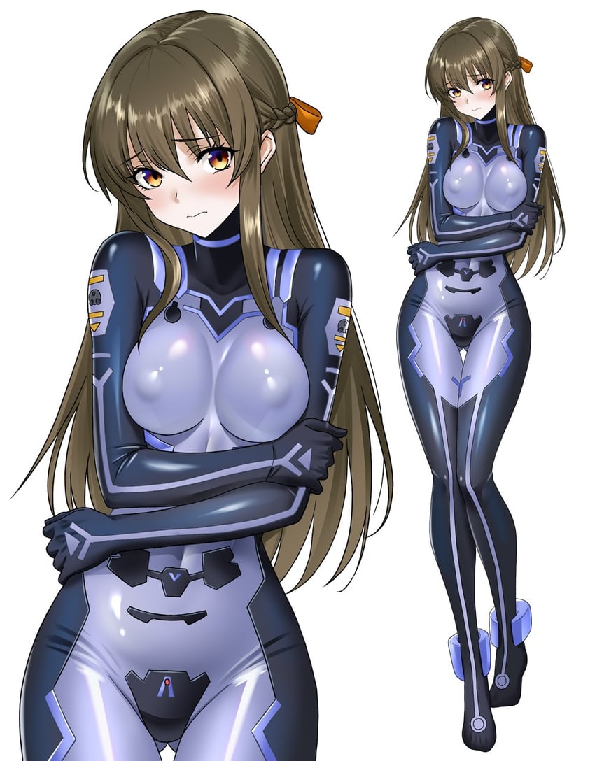 Muv-Luv、Muv-Luv Alternative、原创 1名女孩 脸红 紧身连体衣 辫子 乳房