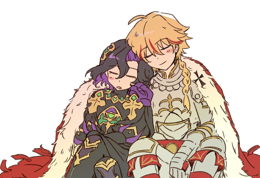 Fate/Grand Order、Fate系列、约翰·拉克兰 (Fate) 2个男孩 呆毛 铠甲 黑发 金发