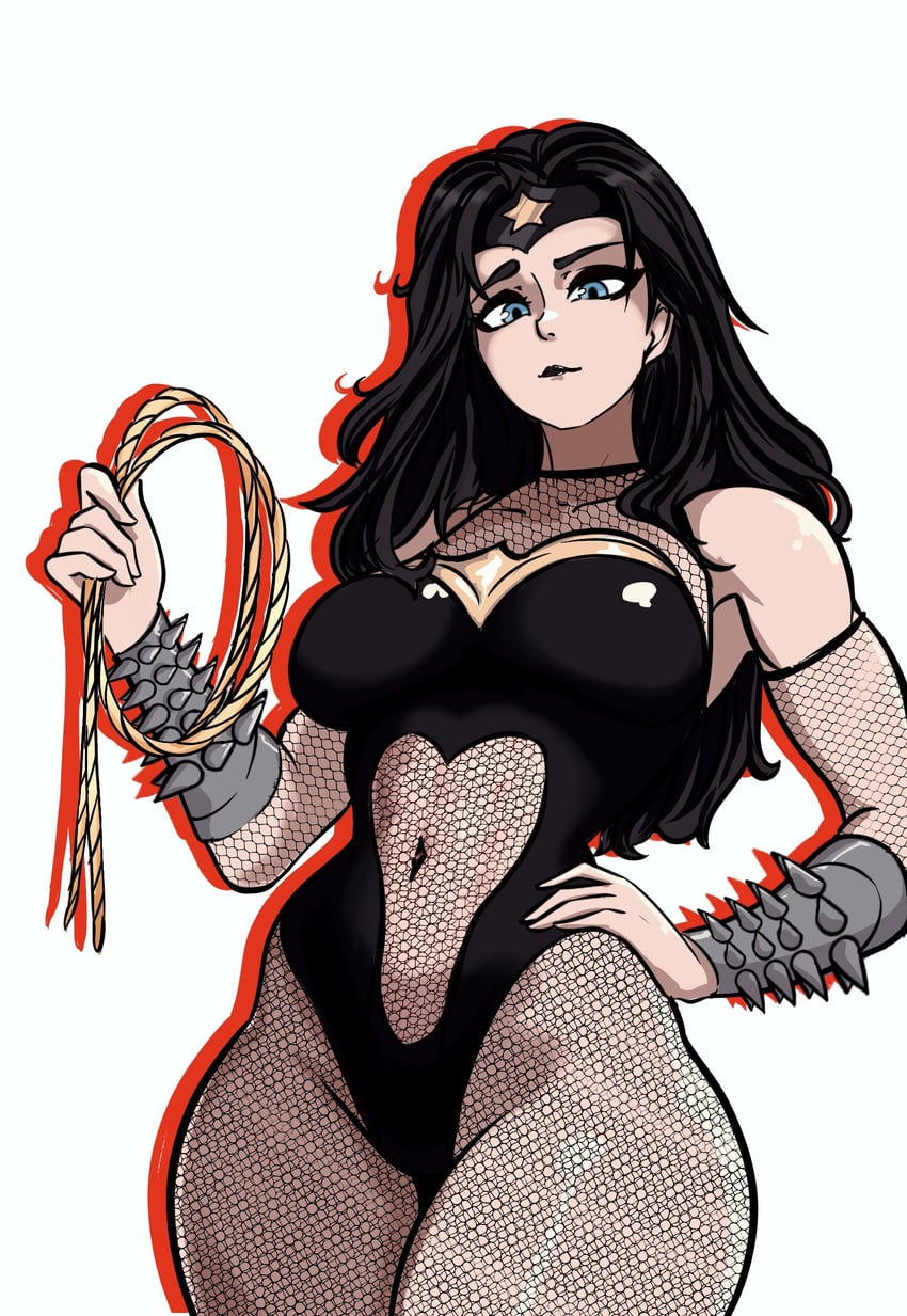 DC漫画、神奇女侠 (系列)、神奇女侠 1名女孩 黑发 黑色紧身连体衣 蓝眼 乳房