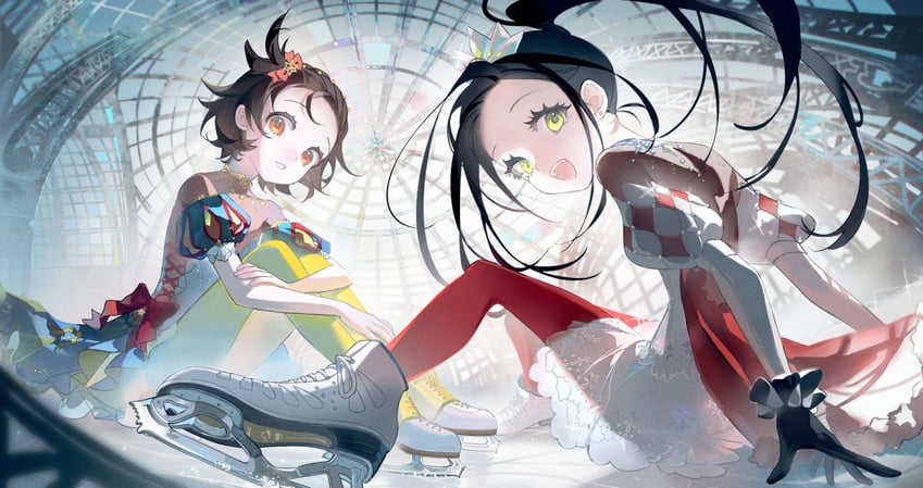 金牌得主 (漫画)、神崎光、结束祈 2名女孩 黑发 辫子 编织刘海 棕眼睛