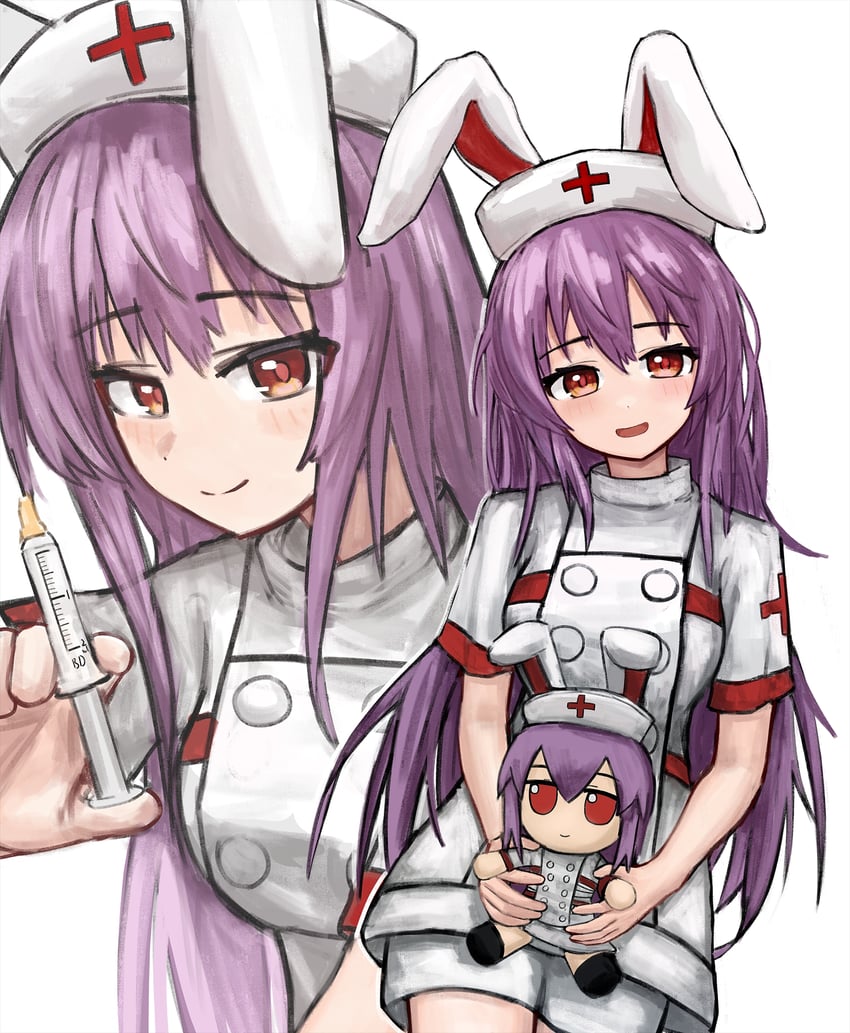 东方Project、铃仙·优昙华院·因幡 1名女孩 替换服装 兽耳 脸红 乳房