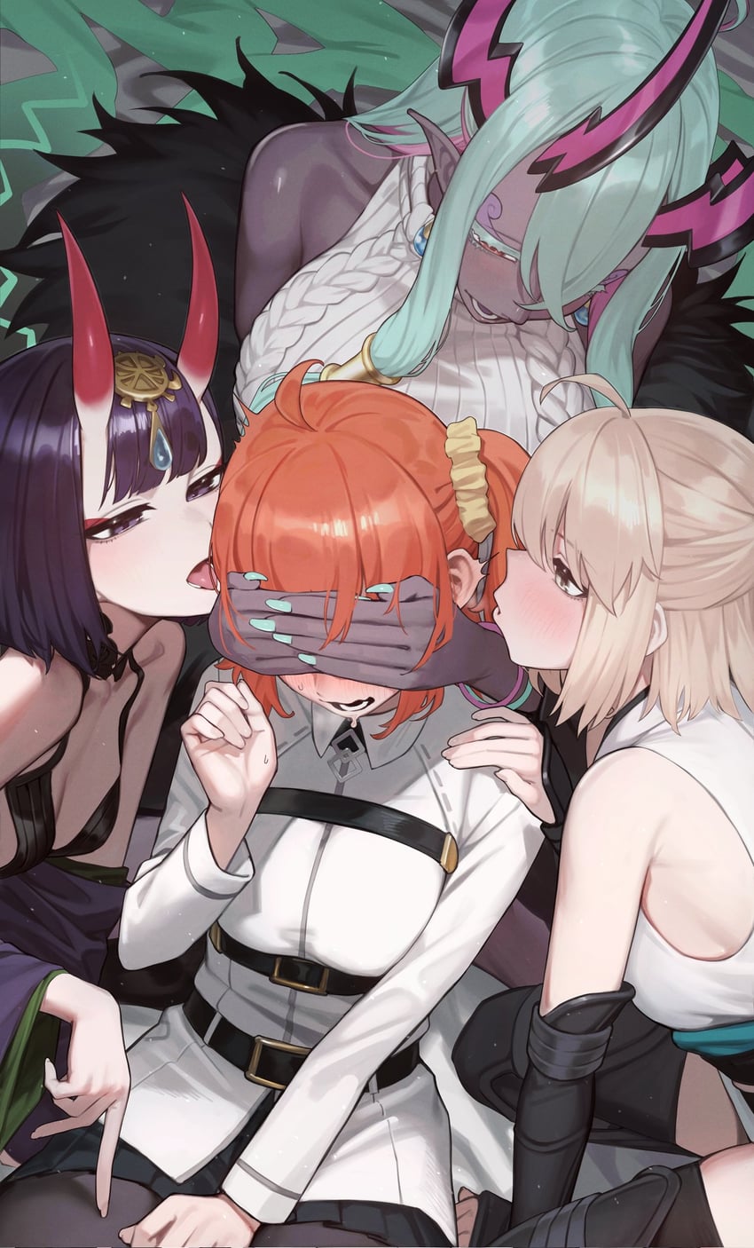 Fate/Grand Order、Fate系列、藤丸立香 (女性) 4个女孩 呆毛 ASMR 露肩 腰带