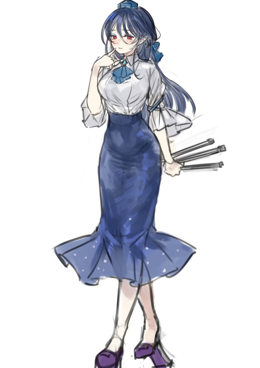 东方Project、饭纲丸龙 1名女孩 替换服装 阿斯科特领巾 蓝色细领带 蓝发