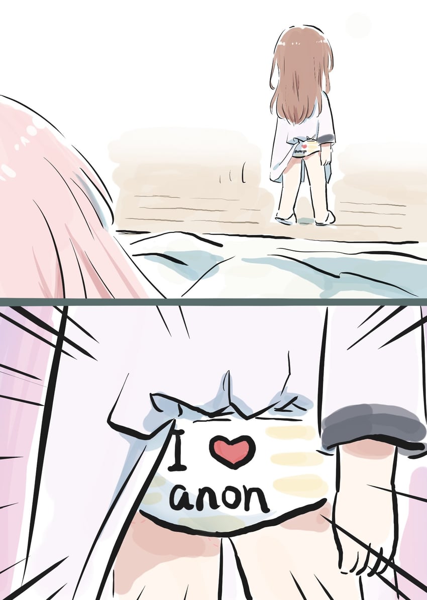 BanG Dream!、Bang Dream! It's MyGO!!!!!、千早爱音 2名女孩 后方印花内裤 棕发 漫画 长发