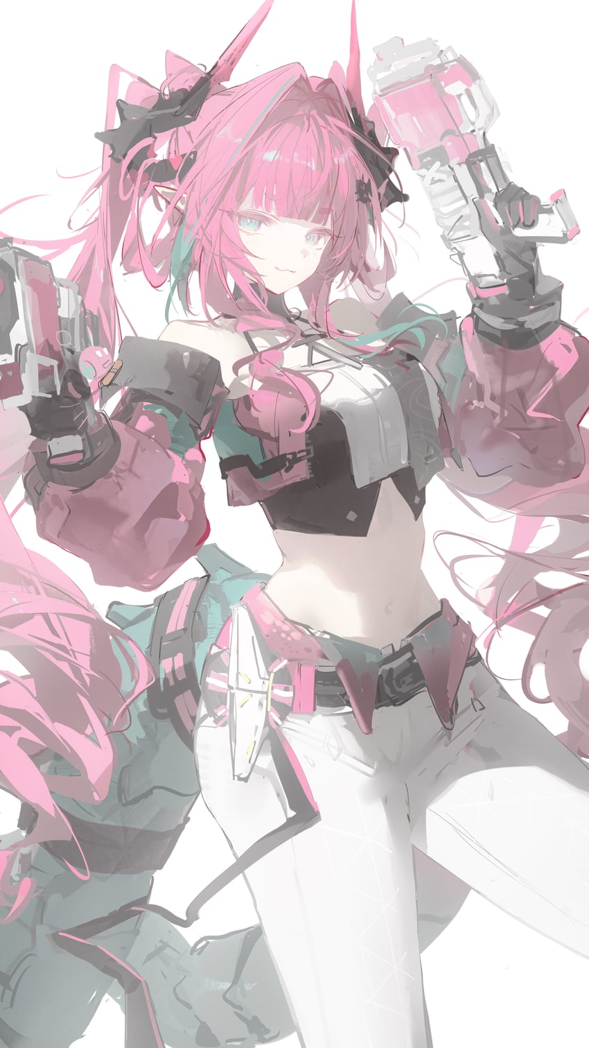 明日方舟、明日方舟：终末地、依冯娜 (明日方舟) 1名女孩 雅致专横 (明日方舟) 黑色手套 黑角 蓝眼