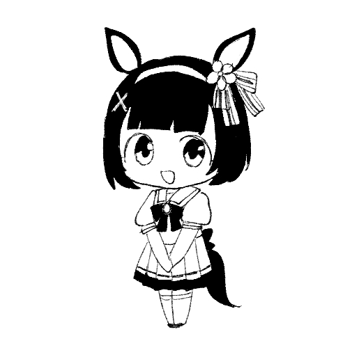 赛马娘、西野花 (赛马娘) 1名女孩 :D 兽耳 齐刘海 Q版