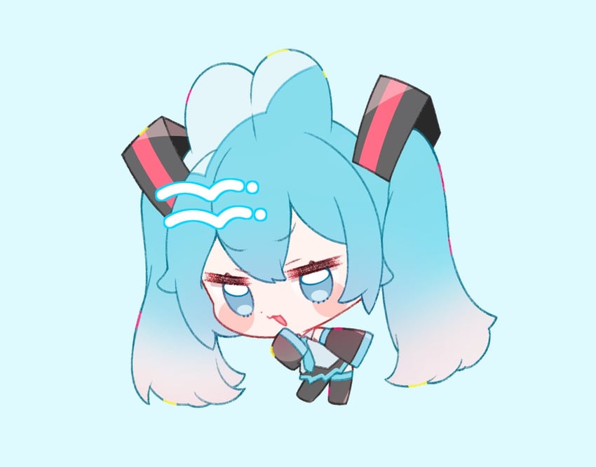 VOCALOID、初音未来 1名女孩 猫脸笑 :D 蓝色背景 蓝眼