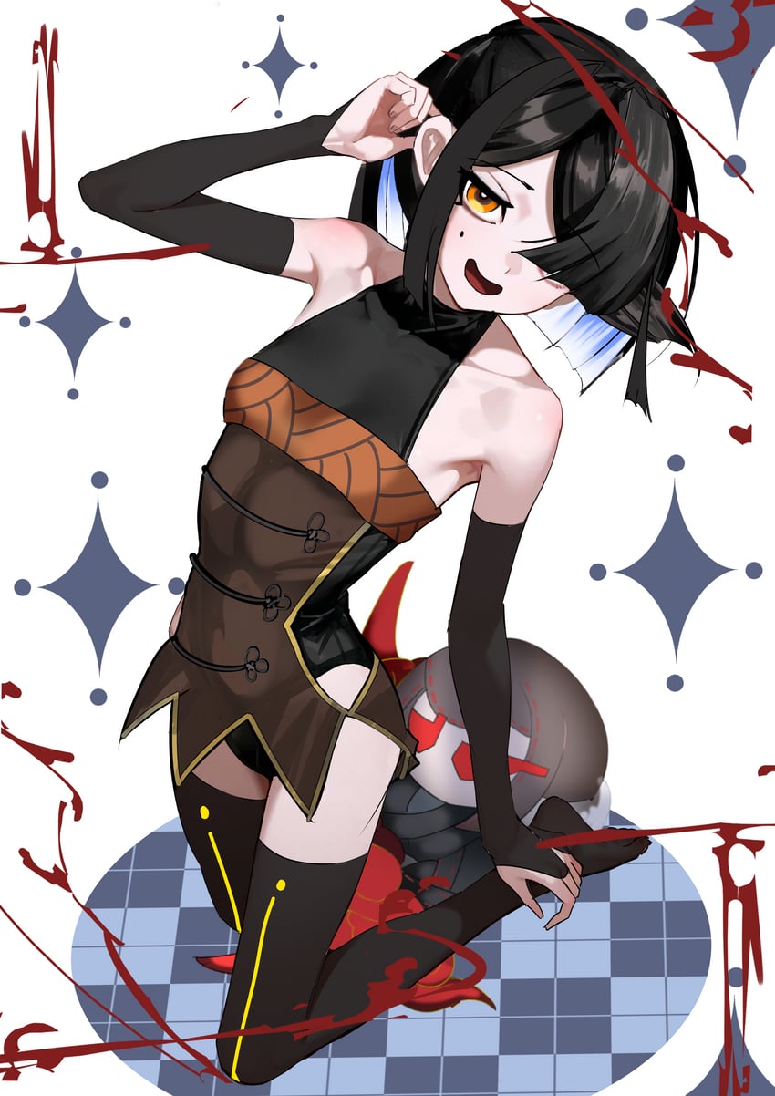 Fate/Grand Order、Fate系列、徐福（Fate） 1名女孩 露肩 黑发 黑色过膝袜 乳房
