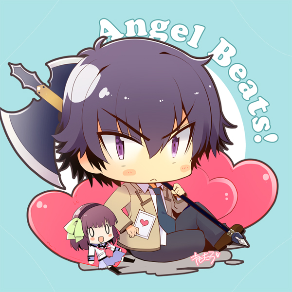Angel Beats!、中村由利、野田 (Angel Beats!) 1名男孩 :< :D 黑裤子 黑色过膝袜