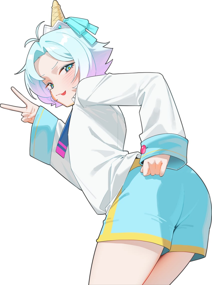 二次元插画 :p 呆毛 屁股 蓝眼 蓝发